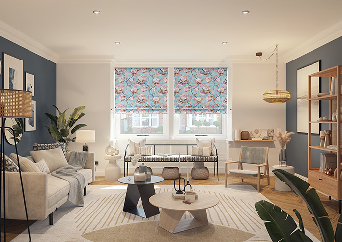 Bouquet Velvet, Cornflower - Roman Blind - Image 8